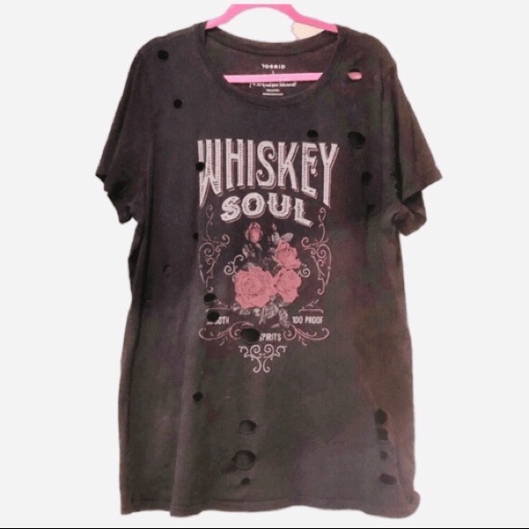 torrid Tops - Torrid Whiskey Sole Distressed Tee With Holes